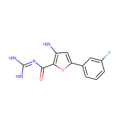 NC(N)=NC(=O)c1oc(-c2cccc(Cl)c2)cc1N ZINC000028822427