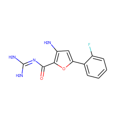 NC(N)=NC(=O)c1oc(-c2ccccc2F)cc1N ZINC000028822421