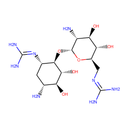 NC(N)=NC[C@H]1O[C@H](O[C@@H]2[C@@H](N=C(N)N)C[C@@H](N)[C@H](O)[C@H]2O)[C@H](N)[C@@H](O)[C@@H]1O ZINC000014949060