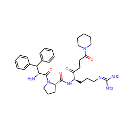 NC(N)=NCCC[C@@H](NC(=O)[C@@H]1CCCN1C(=O)[C@H](N)C(c1ccccc1)c1ccccc1)C(=O)CCC(=O)N1CCCCC1 ZINC000026997556