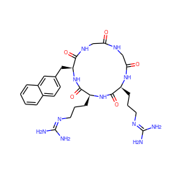 NC(N)=NCCC[C@@H]1NC(=O)CNC(=O)CNC(=O)[C@H](Cc2ccc3ccccc3c2)NC(=O)[C@H](CCCN=C(N)N)NC1=O ZINC000206684111