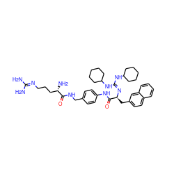 NC(N)=NCCC[C@H](N)C(=O)NCc1ccc(NC(=O)[C@H](Cc2ccc3ccccc3c2)N=C(NC2CCCCC2)NC2CCCCC2)cc1 ZINC000029557530