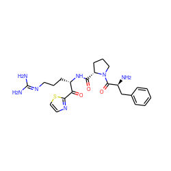 NC(N)=NCCC[C@H](NC(=O)[C@@H]1CCCN1C(=O)[C@@H](N)Cc1ccccc1)C(=O)c1nccs1 ZINC000027518652