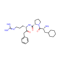 NC(N)=NCCC[C@H](NC(=O)[C@@H]1CCCN1C(=O)[C@H](N)CC1CCCCC1)C(=O)Cc1ccccc1 ZINC000029399490