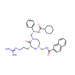 NC(N)=NCCC[C@H]1N[C@@H](CNC(=O)c2ccc3ccccc3c2)CCN(C[C@@H](NC(=O)C2CCCCC2)c2ccccc2)C1=O ZINC000206924205