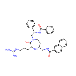 NC(N)=NCCC[C@H]1N[C@@H](CNC(=O)c2ccc3ccccc3c2)CCN(C[C@@H](NC(=O)c2ccccc2)c2ccccc2)C1=O ZINC000206899200