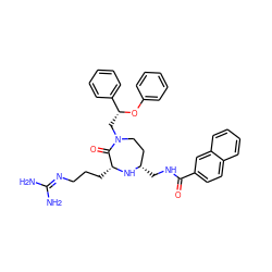 NC(N)=NCCC[C@H]1N[C@@H](CNC(=O)c2ccc3ccccc3c2)CCN(C[C@@H](Oc2ccccc2)c2ccccc2)C1=O ZINC000216527601