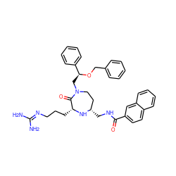 NC(N)=NCCC[C@H]1N[C@@H](CNC(=O)c2ccc3ccccc3c2)CCN(C[C@H](OCc2ccccc2)c2ccccc2)C1=O ZINC000206909837