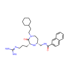 NC(N)=NCCC[C@H]1N[C@@H](CNC(=O)c2ccc3ccccc3c2)CCN(CCC2CCCCC2)C1=O ZINC000216517743