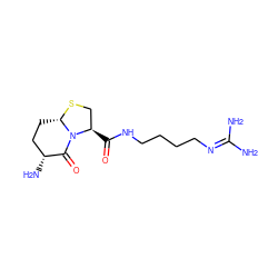 NC(N)=NCCCCNC(=O)[C@@H]1CS[C@H]2CC[C@@H](N)C(=O)N21 ZINC000013781158