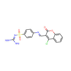 NC(N)=NS(=O)(=O)c1ccc(/N=C/c2c(Cl)c3ccccc3oc2=O)cc1 ZINC000096921652