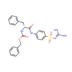 NC(N)=NS(=O)(=O)c1ccc(NC(=O)[C@@H](Cc2ccccc2)NC(=O)OCc2ccccc2)cc1 ZINC000013808071