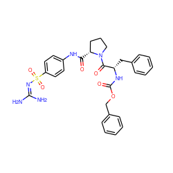 NC(N)=NS(=O)(=O)c1ccc(NC(=O)[C@@H]2CCCN2C(=O)[C@H](Cc2ccccc2)NC(=O)OCc2ccccc2)cc1 ZINC000029480740