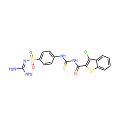 NC(N)=NS(=O)(=O)c1ccc(NC(=S)NC(=O)c2sc3ccccc3c2Cl)cc1 ZINC000003207183