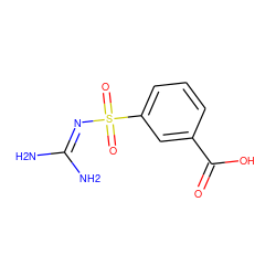 NC(N)=NS(=O)(=O)c1cccc(C(=O)O)c1 ZINC000013808045