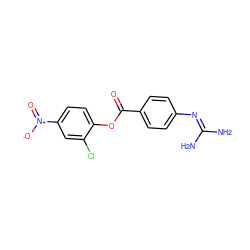 NC(N)=Nc1ccc(C(=O)Oc2ccc([N+](=O)[O-])cc2Cl)cc1 ZINC000006535427