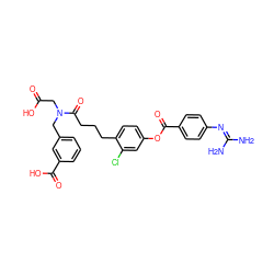 NC(N)=Nc1ccc(C(=O)Oc2ccc(CCCC(=O)N(CC(=O)O)Cc3cccc(C(=O)O)c3)c(Cl)c2)cc1 ZINC000219882679