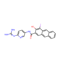 NC(N)=Nc1ccc(NC(=O)c2cc3cc4ccccc4cc3c(I)c2O)cn1 ZINC000026161904