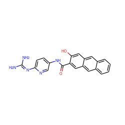 NC(N)=Nc1ccc(NC(=O)c2cc3cc4ccccc4cc3cc2O)cn1 ZINC000026166326