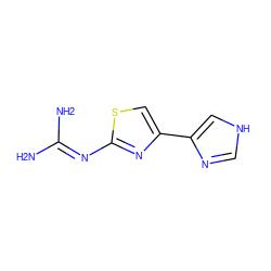 NC(N)=Nc1nc(-c2c[nH]cn2)cs1 ZINC000026272446