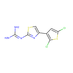 NC(N)=Nc1nc(-c2cc(Cl)sc2Cl)cs1 ZINC000019880201