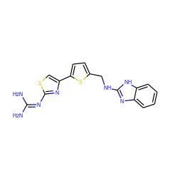 NC(N)=Nc1nc(-c2ccc(CNc3nc4ccccc4[nH]3)s2)cs1 ZINC000015796001