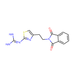 NC(N)=Nc1nc(CCN2C(=O)c3ccccc3C2=O)cs1 ZINC000012960962