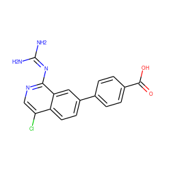 NC(N)=Nc1ncc(Cl)c2ccc(-c3ccc(C(=O)O)cc3)cc12 ZINC000026959754