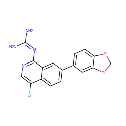 NC(N)=Nc1ncc(Cl)c2ccc(-c3ccc4c(c3)OCO4)cc12 ZINC000026980576