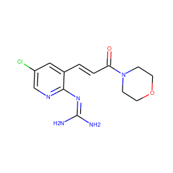 NC(N)=Nc1ncc(Cl)cc1/C=C/C(=O)N1CCOCC1 ZINC000013436524