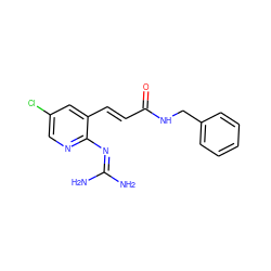 NC(N)=Nc1ncc(Cl)cc1/C=C/C(=O)NCc1ccccc1 ZINC000013436527