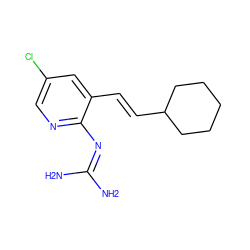 NC(N)=Nc1ncc(Cl)cc1/C=C/C1CCCCC1 ZINC000013436566