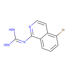 NC(N)=Nc1nccc2c(Br)cccc12 ZINC000026969239