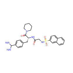 NC(N)c1ccc(C[C@@H](NC(=O)CNS(=O)(=O)c2ccc3ccccc3c2)C(=O)N2CCCCC2)cc1 ZINC000019322646