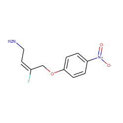 NC/C=C(/F)COc1ccc([N+](=O)[O-])cc1 ZINC000084653618