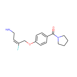 NC/C=C(/F)COc1ccc(C(=O)N2CCCC2)cc1 ZINC000084758163