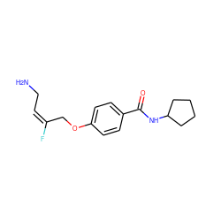 NC/C=C(/F)COc1ccc(C(=O)NC2CCCC2)cc1 ZINC000043205416