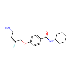 NC/C=C(/F)COc1ccc(C(=O)NC2CCCCC2)cc1 ZINC000043205415