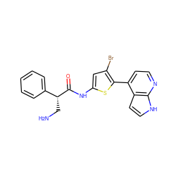NC[C@@H](C(=O)Nc1cc(Br)c(-c2ccnc3[nH]ccc23)s1)c1ccccc1 ZINC000040914347