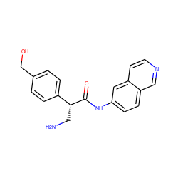 NC[C@@H](C(=O)Nc1ccc2cnccc2c1)c1ccc(CO)cc1 ZINC000113146450