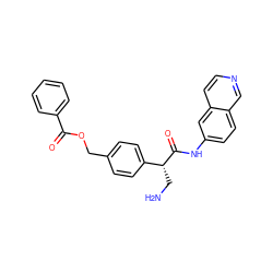 NC[C@@H](C(=O)Nc1ccc2cnccc2c1)c1ccc(COC(=O)c2ccccc2)cc1 ZINC000113150100
