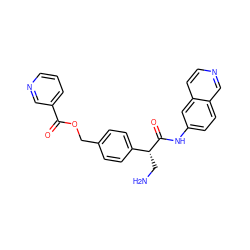NC[C@@H](C(=O)Nc1ccc2cnccc2c1)c1ccc(COC(=O)c2cccnc2)cc1 ZINC000653708477