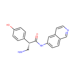 NC[C@@H](C(=O)Nc1ccc2cnccc2c1)c1ccc(O)cc1 ZINC000204614253