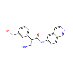 NC[C@@H](C(=O)Nc1ccc2cnccc2c1)c1cccc(CO)c1 ZINC000653711414