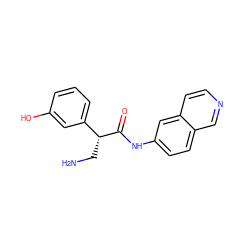NC[C@@H](C(=O)Nc1ccc2cnccc2c1)c1cccc(O)c1 ZINC000167092082