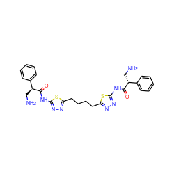 NC[C@@H](C(=O)Nc1nnc(CCCCc2nnc(NC(=O)[C@@H](CN)c3ccccc3)s2)s1)c1ccccc1 ZINC000169698040