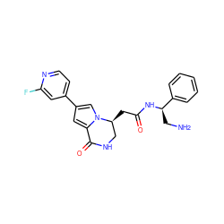 NC[C@@H](NC(=O)C[C@H]1CNC(=O)c2cc(-c3ccnc(F)c3)cn21)c1ccccc1 ZINC000068204241