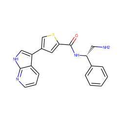 NC[C@@H](NC(=O)c1cc(-c2c[nH]c3ncccc23)cs1)c1ccccc1 ZINC000040395519