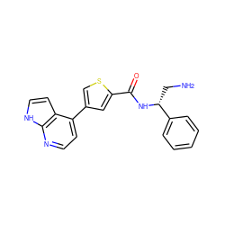 NC[C@@H](NC(=O)c1cc(-c2ccnc3[nH]ccc23)cs1)c1ccccc1 ZINC000040895313