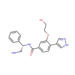 NC[C@@H](NC(=O)c1ccc(-c2cn[nH]c2)c(OCCO)c1)c1ccccc1 ZINC001772597412